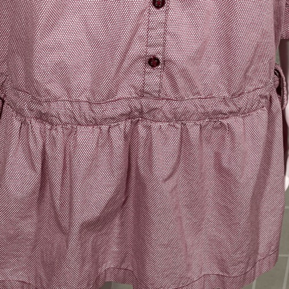 Trovata Polka Dot Dress Burgundy Button Front Cinched Waist Cotton Casual M - Picture 4 of 11